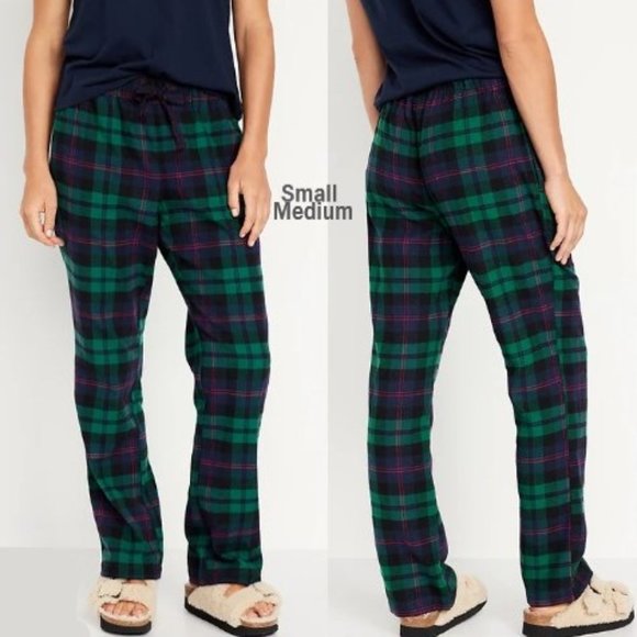 ⛔️SOLD⛔️ OLD NAVY Women's Flannel Pajama Pants Green, Navy Pink Plaid XXL - NWT - Picture 3 of 8
